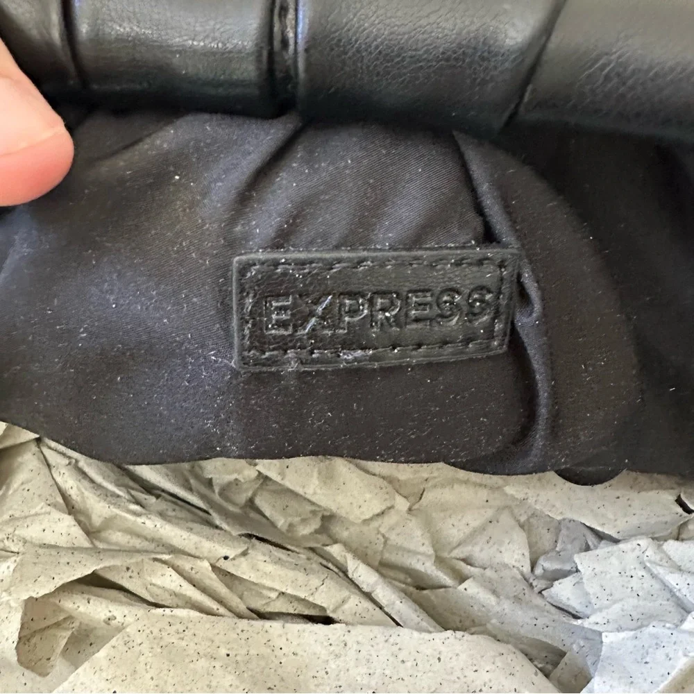 Express Slouched Hobo Handbag Runch Shoulder Bag Black Faux Leather - Picture 8 of 8